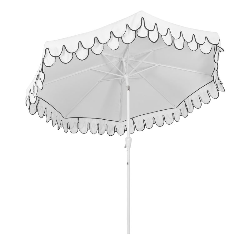 Tracy 9 ft. Classic MidCentury Scalloped Fringe Market Patio Umbrella