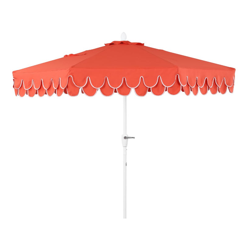 Tracy 9 ft. Classic MidCentury Scalloped Fringe Market Patio Umbrella