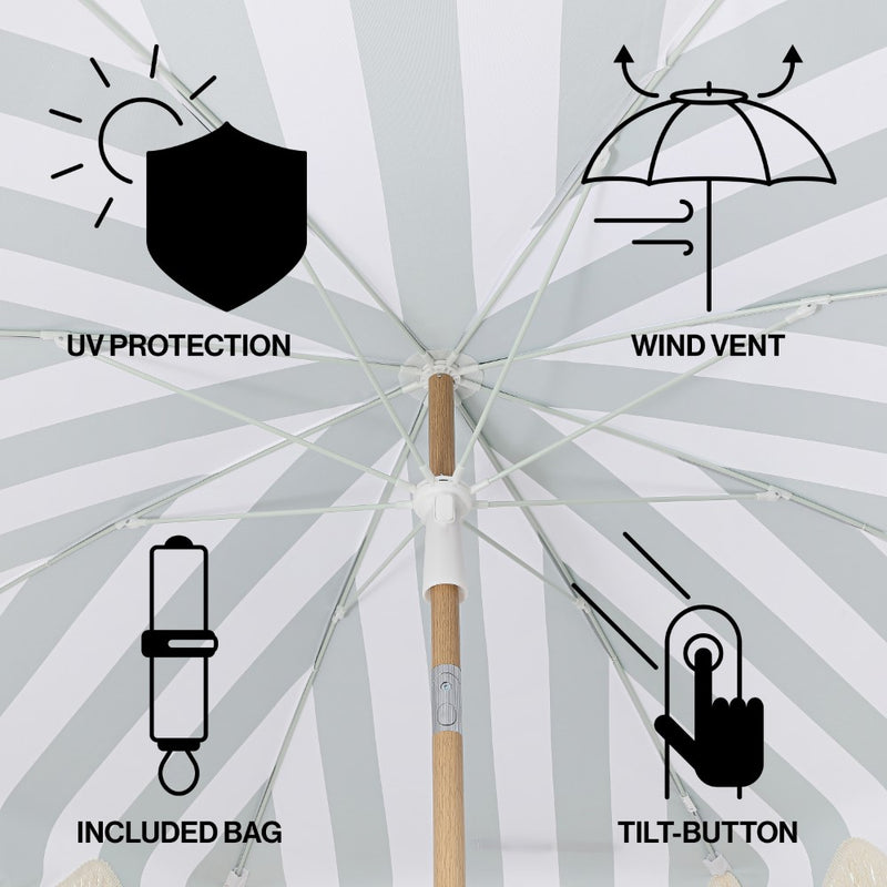 Mariner 6.5 ft. Classic Cottage Fringe Tassel Market Beach Umbrella