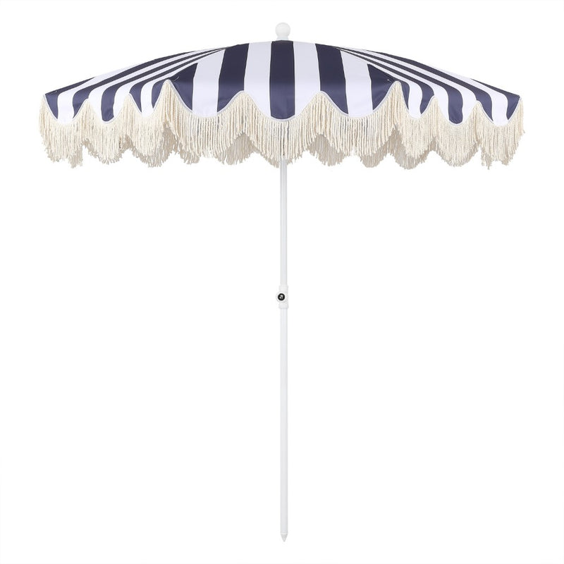 Mariner 6.5 ft. Classic Cottage Fringe Tassel Market Beach Umbrella
