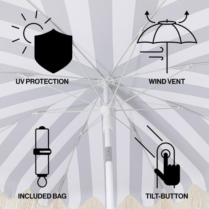 Mariner 6.5 ft. Classic Cottage Fringe Tassel Market Beach Umbrella