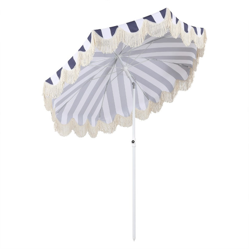 Mariner 6.5 ft. Classic Cottage Fringe Tassel Market Beach Umbrella