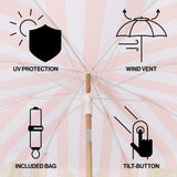 Mariner 6.5 ft. Classic Cottage Fringe Tassel Market Beach Umbrella