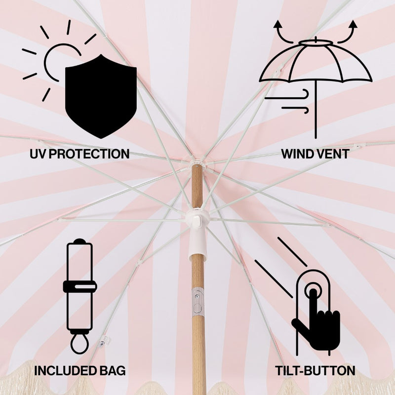 Mariner 6.5 ft. Classic Cottage Fringe Tassel Market Beach Umbrella