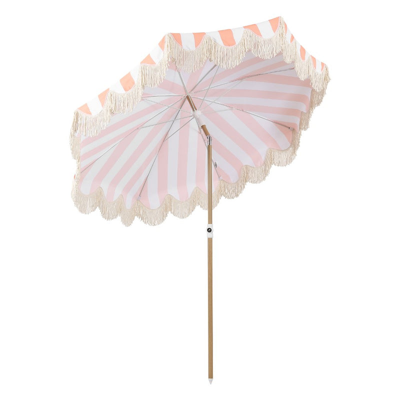 Mariner 6.5 ft. Classic Cottage Fringe Tassel Market Beach Umbrella