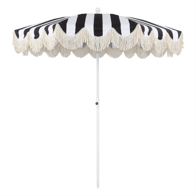 Mariner 6.5 ft. Classic Cottage Fringe Tassel Market Beach Umbrella
