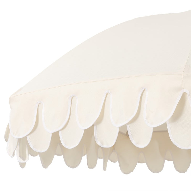 Horizon 6.5 ft. Classic MidCentury Scalloped Fringe Market Beach Umbrella