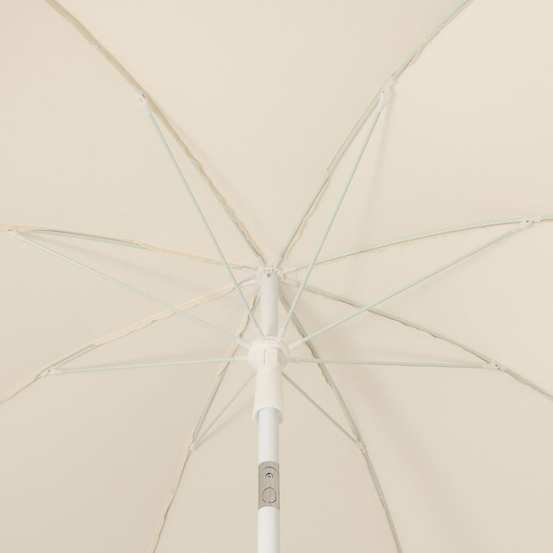 Horizon 6.5 ft. Classic MidCentury Scalloped Fringe Market Beach Umbrella