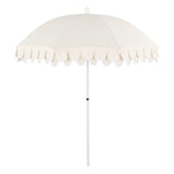 Horizon 6.5 ft. Classic MidCentury Scalloped Fringe Market Beach Umbrella