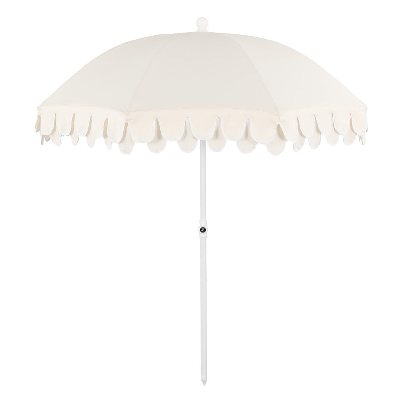 Horizon 6.5 ft. Classic MidCentury Scalloped Fringe Market Beach Umbrella