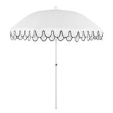 Horizon 6.5 ft. Classic MidCentury Scalloped Fringe Market Beach Umbrella
