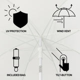 Horizon 6.5 ft. Classic MidCentury Scalloped Fringe Market Beach Umbrella