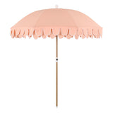 Horizon 6.5 ft. Classic MidCentury Scalloped Fringe Market Beach Umbrella