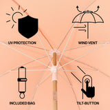 Horizon 6.5 ft. Classic MidCentury Scalloped Fringe Market Beach Umbrella
