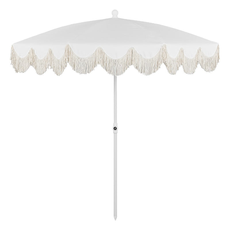 Mariner 6.5 ft. Classic Cottage Fringe Tassel Market Beach Umbrella