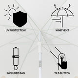 Mariner 6.5 ft. Classic Cottage Fringe Tassel Market Beach Umbrella