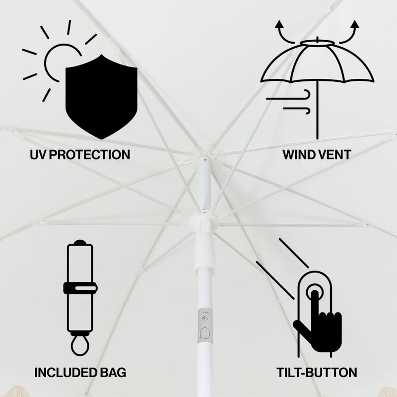Mariner 6.5 ft. Classic Cottage Fringe Tassel Market Beach Umbrella