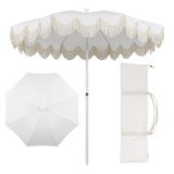 Mariner 6.5 ft. Classic Cottage Fringe Tassel Market Beach Umbrella