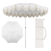 Mariner 6.5 ft. Classic Cottage Fringe Tassel Market Beach Umbrella