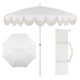Mariner 6.5 ft. Classic Cottage Fringe Tassel Market Beach Umbrella