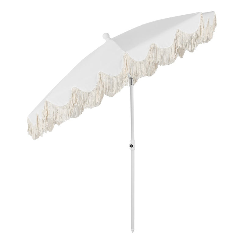 Mariner 6.5 ft. Classic Cottage Fringe Tassel Market Beach Umbrella