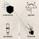 Mariner 6.5 ft. Classic Cottage Fringe Tassel Market Beach Umbrella