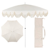 Mariner 6.5 ft. Classic Cottage Fringe Tassel Market Beach Umbrella