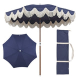 Mariner 6.5 ft. Classic Cottage Fringe Tassel Market Beach Umbrella