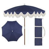 Mariner 6.5 ft. Classic Cottage Fringe Tassel Market Beach Umbrella