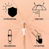 Mariner 6.5 ft. Classic Cottage Fringe Tassel Market Beach Umbrella