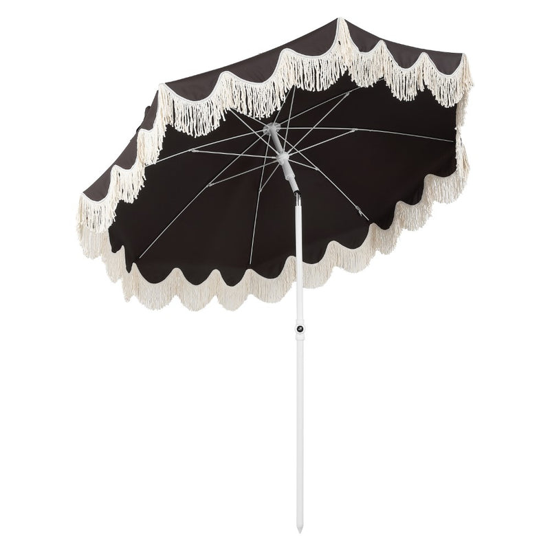 Mariner 6.5 ft. Classic Cottage Fringe Tassel Market Beach Umbrella