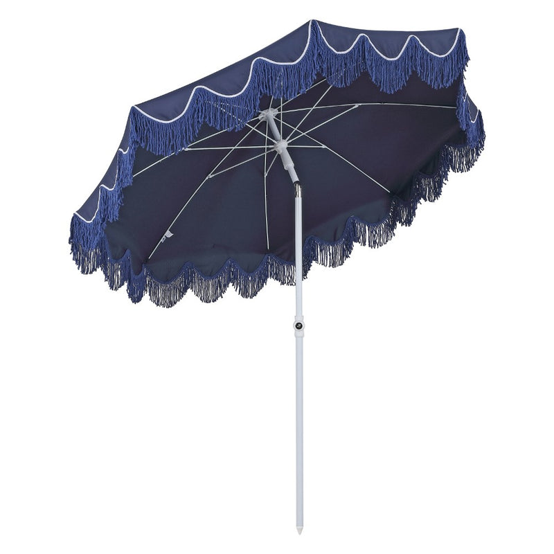 Mariner 6.5 ft. Classic Cottage Fringe Tassel Market Beach Umbrella
