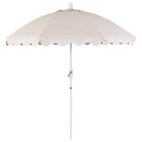 Marina 8 ft. Classic Bohemian Scalloped Market Patio Umbrella with Auto-Tilt Crank Wind Vent and UV Protection