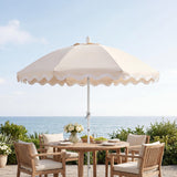 Marina 8 ft. Classic Bohemian Scalloped Market Patio Umbrella with Auto-Tilt Crank Wind Vent and UV Protection