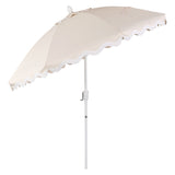 Marina 8 ft. Classic Bohemian Scalloped Market Patio Umbrella with Auto-Tilt Crank Wind Vent and UV Protection