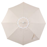Marina 8 ft. Classic Bohemian Scalloped Market Patio Umbrella with Auto-Tilt Crank Wind Vent and UV Protection