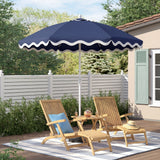 Marina 8 ft. Classic Bohemian Scalloped Market Patio Umbrella with Auto-Tilt Crank Wind Vent and UV Protection