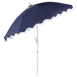 Marina 8 ft. Classic Bohemian Scalloped Market Patio Umbrella with Auto-Tilt Crank Wind Vent and UV Protection