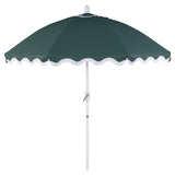 Marina 8 ft. Classic Bohemian Scalloped Market Patio Umbrella with Auto-Tilt Crank Wind Vent and UV Protection