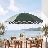 Marina 8 ft. Classic Bohemian Scalloped Market Patio Umbrella with Auto-Tilt Crank Wind Vent and UV Protection