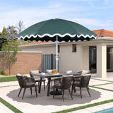 Marina 8 ft. Classic Bohemian Scalloped Market Patio Umbrella with Auto-Tilt Crank Wind Vent and UV Protection