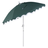 Marina 8 ft. Classic Bohemian Scalloped Market Patio Umbrella with Auto-Tilt Crank Wind Vent and UV Protection