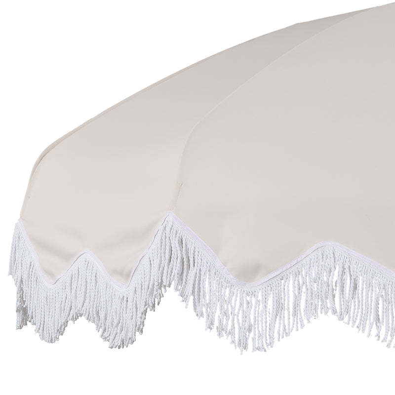 Delphine 8 ft. Classic Bohemian Fringe Pagoda Market Patio Umbrella with Auto-Tilt Crank Wind Vent and UV Protection