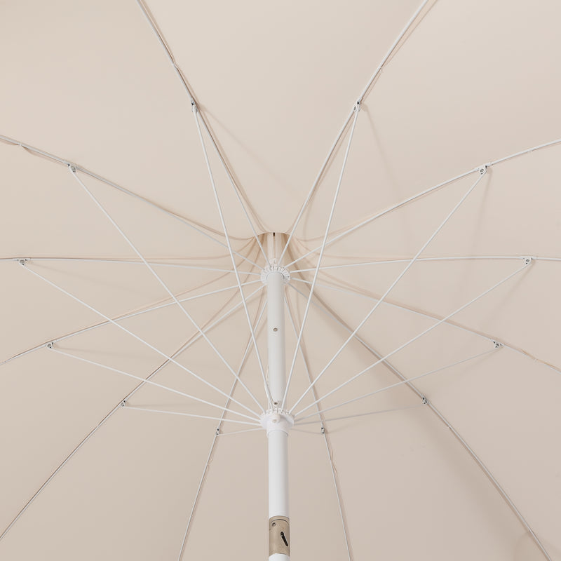 Delphine 8 ft. Classic Bohemian Fringe Pagoda Market Patio Umbrella with Auto-Tilt Crank Wind Vent and UV Protection
