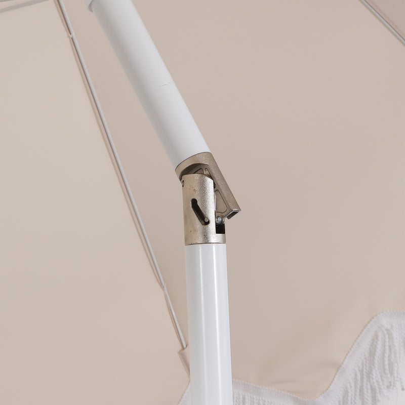 Delphine 8 ft. Classic Bohemian Fringe Pagoda Market Patio Umbrella with Auto-Tilt Crank Wind Vent and UV Protection