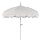 Delphine 8 ft. Classic Bohemian Fringe Pagoda Market Patio Umbrella with Auto-Tilt Crank Wind Vent and UV Protection
