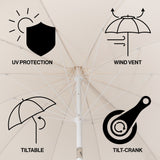 Delphine 8 ft. Classic Bohemian Fringe Pagoda Market Patio Umbrella with Auto-Tilt Crank Wind Vent and UV Protection