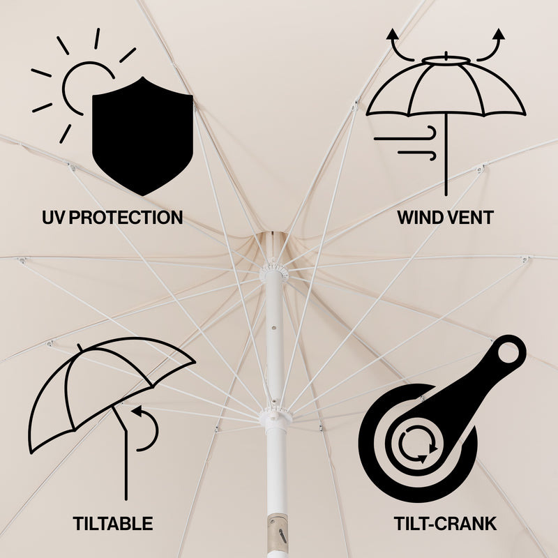 Delphine 8 ft. Classic Bohemian Fringe Pagoda Market Patio Umbrella with Auto-Tilt Crank Wind Vent and UV Protection