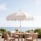 Delphine 8 ft. Classic Bohemian Fringe Pagoda Market Patio Umbrella with Auto-Tilt Crank Wind Vent and UV Protection