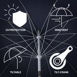 Delphine 8 ft. Classic Bohemian Fringe Pagoda Market Patio Umbrella with Auto-Tilt Crank Wind Vent and UV Protection
